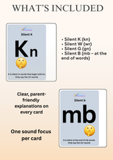 Silent Letters Phonics Flash Cards