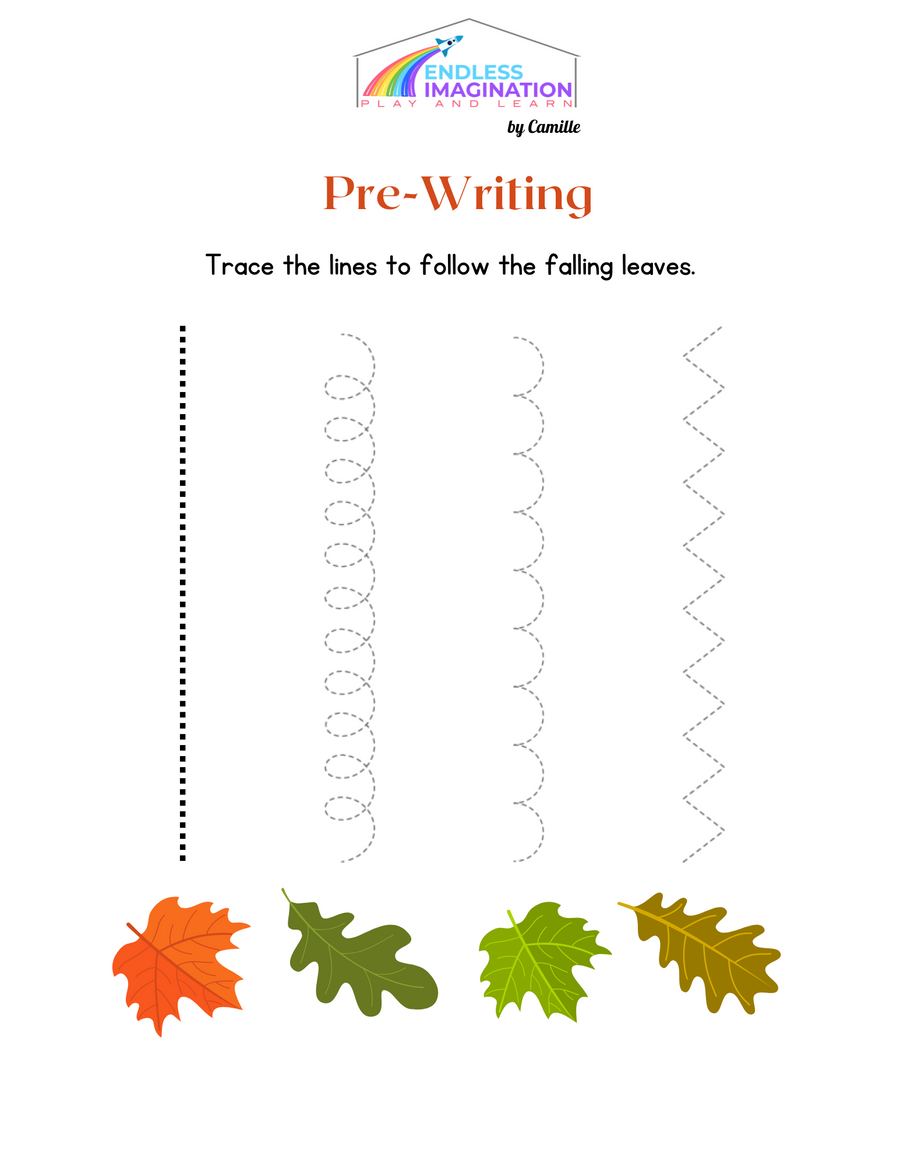 Fall Pre- Writing Worksheet – Endless Imagination LLC